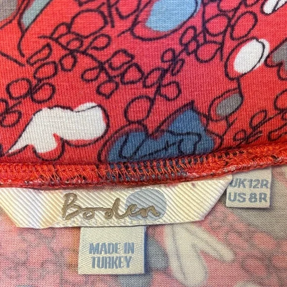 Boden Size 8 Red-Pink Blue Gray White Floral A-Line Mini Knee Length Skirt - Picture 2 of 10